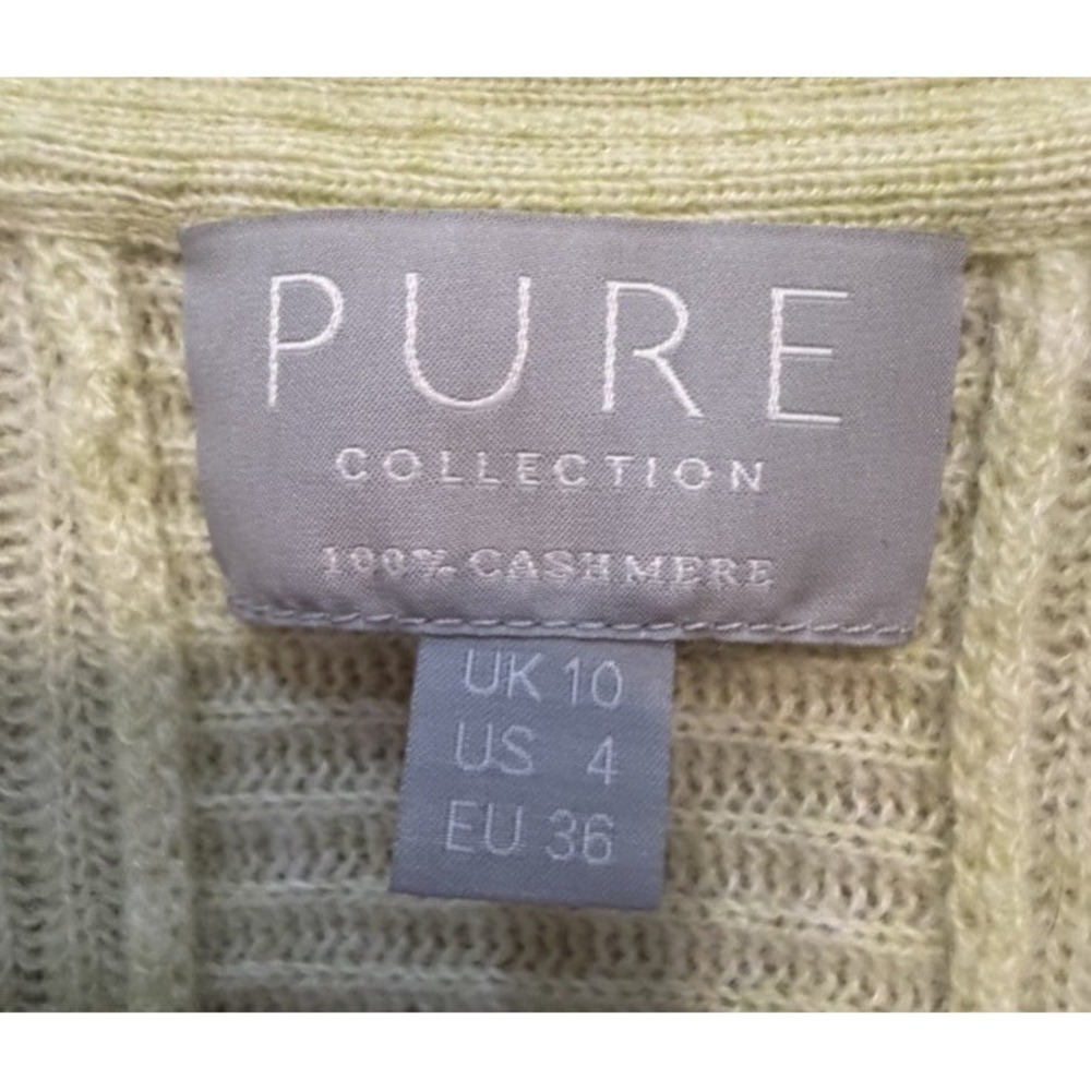 Pure Collection 100% Cashmere Cardigan Green V Neck Cropped Soft Luxury 4 - Picture 3 of 3